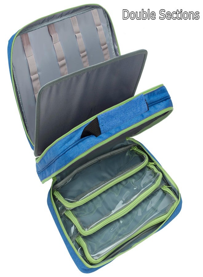 KISLANE Toy Car Storage Case with Elastic Bands and PVC Compartments - Holds 105 Diecast Cars, Matchbox Cars Storage Case, Portable Carrying case with Zipper Pockets (Blue) - Image 2